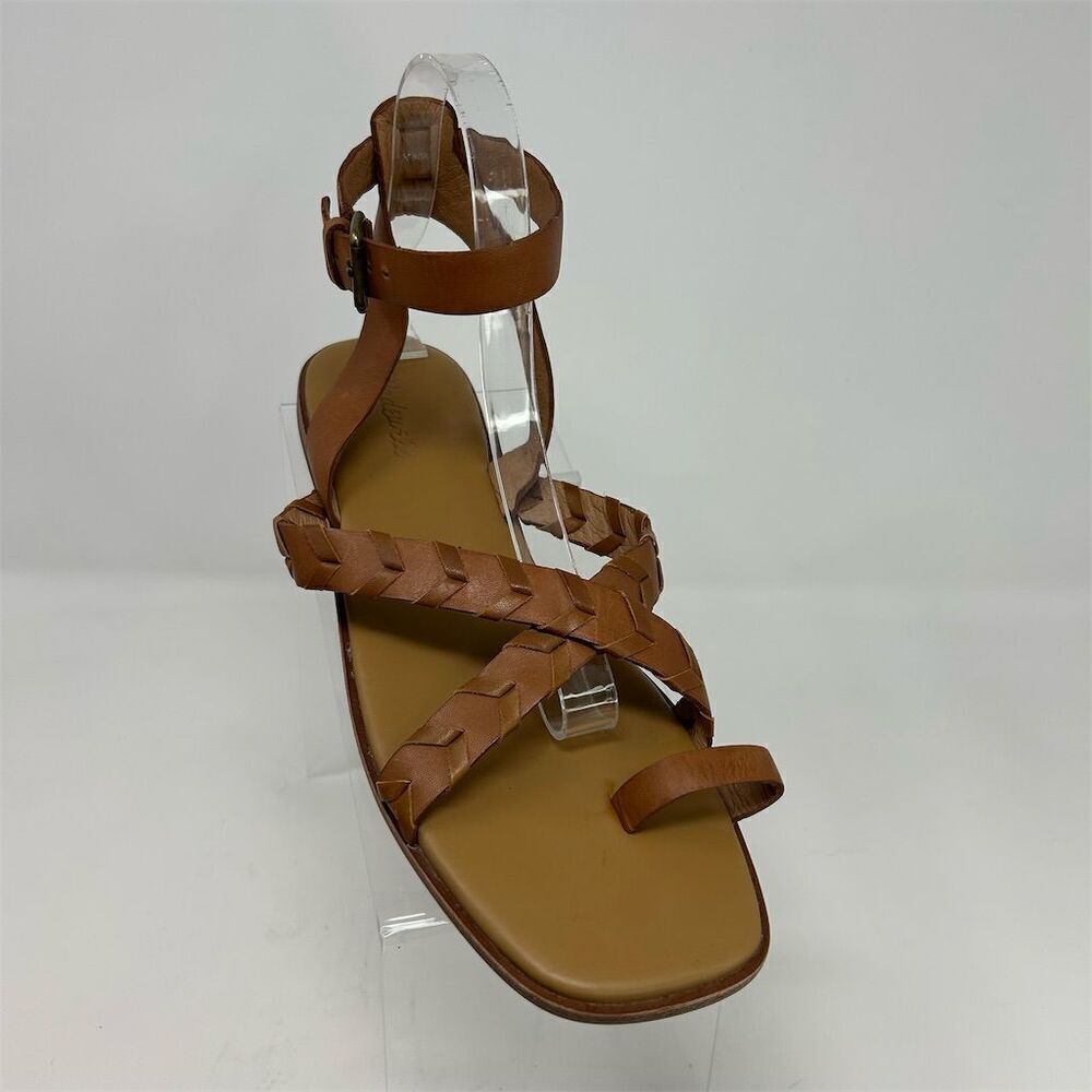 Madewell Cassia Whipstitch Sandals English Saddle Brown Size 10 Summer Casual - Picture 2 of 12
